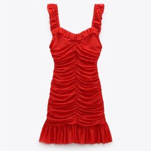 Red Gathered Dress